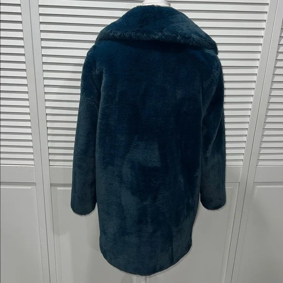 CHRISTIAN SIRIANO New York FAUX FUR Oversized Coat In A Deep Teal / Blue Tone - Picture 10 of 13